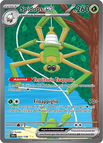 Spidops ex Scarlatto e Violetto carta Pokémon italiana