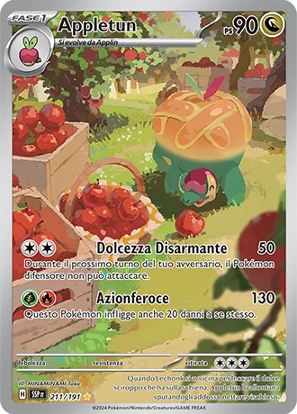 Appletun Scintille Folgoranti carta Pokémon italiana