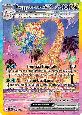 Exeggutor di Alola ex Scintille Folgoranti carta Pokémon italiana