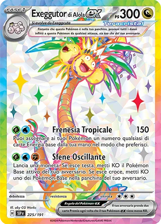 Exeggutor di Alola ex Scintille Folgoranti carta Pokémon italiana