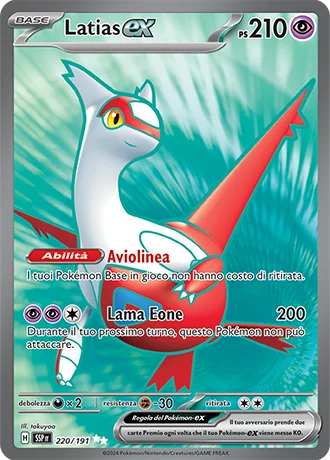 Latias ex Scintille Folgoranti carta Pokémon italiana
