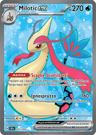 Milotic ex Scintille Folgoranti carta Pokémon italiana