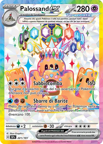 Palossand ex Scintille Folgoranti carta Pokémon italiana UR