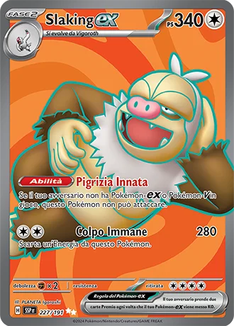 Slaking ex Scintille Folgoranti carta Pokémon italiana