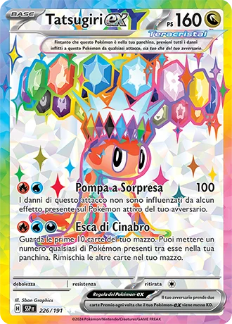 Tatsugiri ex Scintille Folgoranti carta Pokémon italiana
