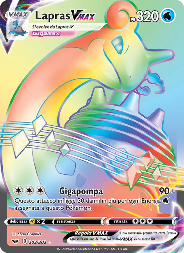 Lapras VMAX Spada e Scudo carta Pokémon italiana RR
