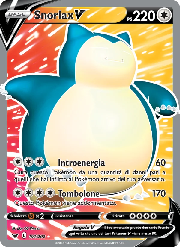 Snorlax V Spada e Scudo carta Pokémon italiana UR