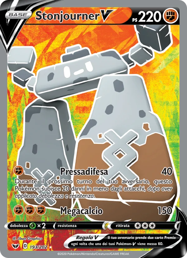 Stonjourner V Spada e Scudo carta Pokémon italiana UR