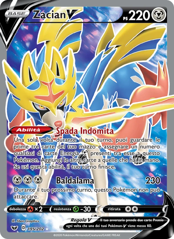 Zacian V Spada e Scudo carta Pokémon italiana UR