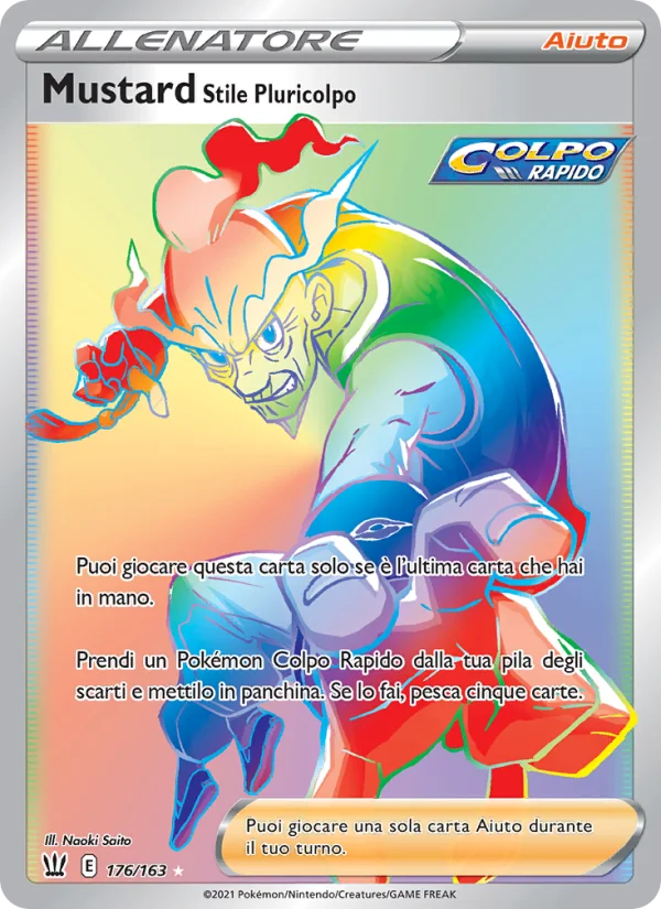 Mustard Stile Pluricolpo Stili di Lotta carta Pokémon italiana RR
