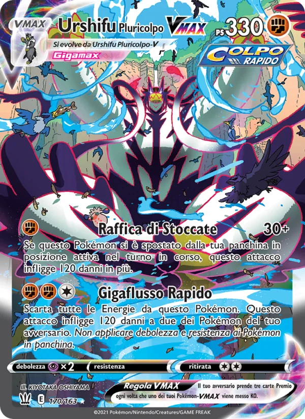 Urshifu Pluricolpo VMAX Stili di Lotta carta Pokémon italiana RR
