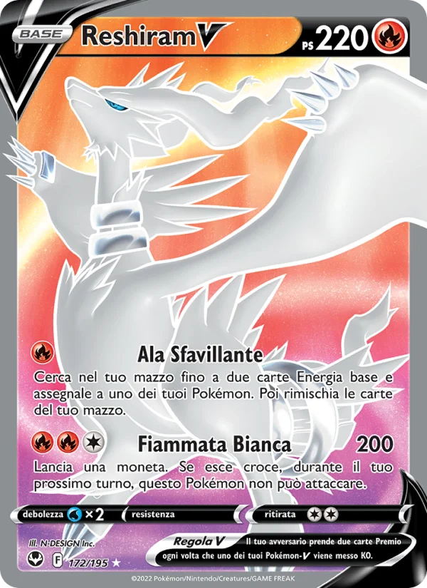 Reshiram V Tempesta Argentata carta Pokémon italiana UR