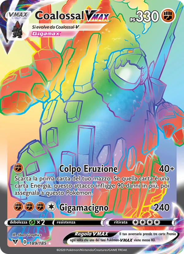 Coalossal VMAX Voltaggio Sfolgorante carta Pokémon italiana RR