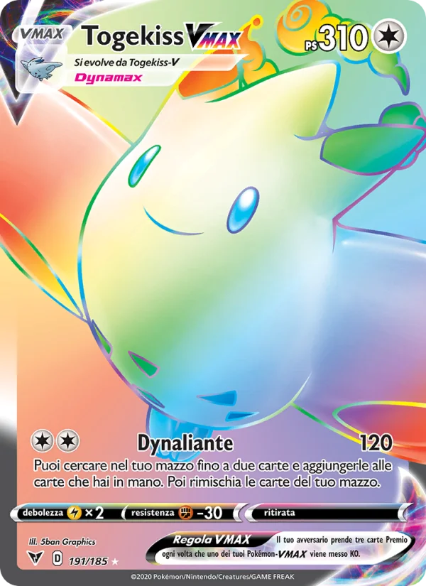 Togekiss VMAX Voltaggio Sfolgorante carta Pokémon italiana RR